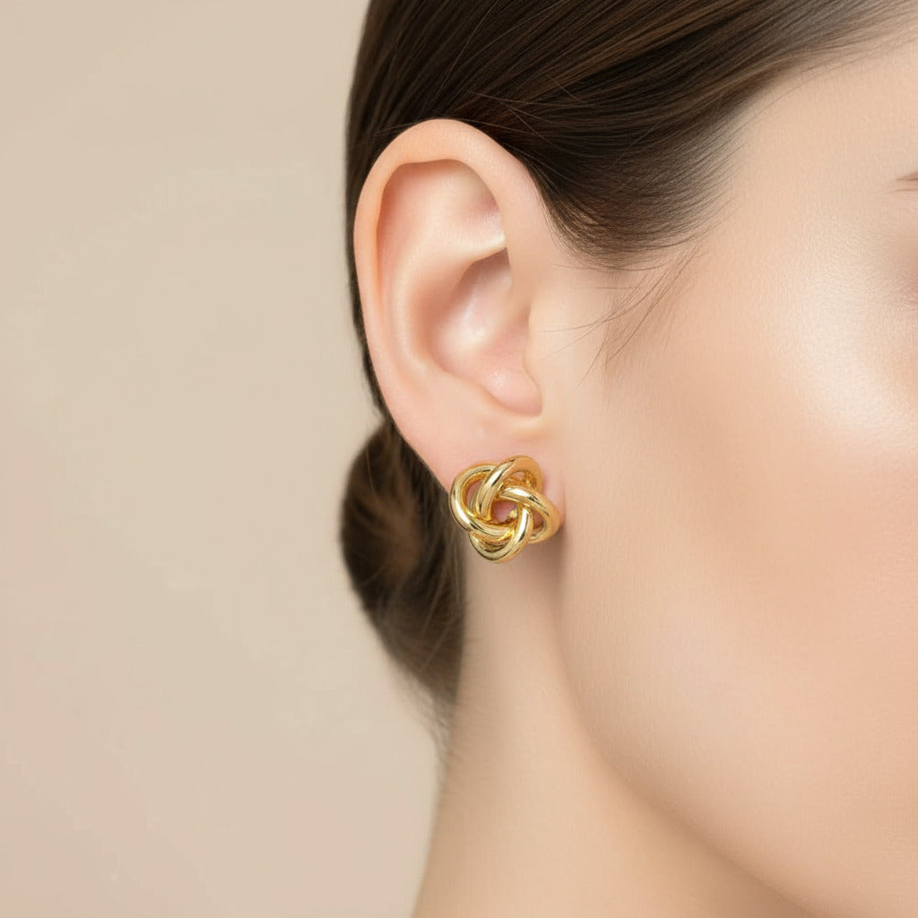 Knotted Stud Earrings in Gold