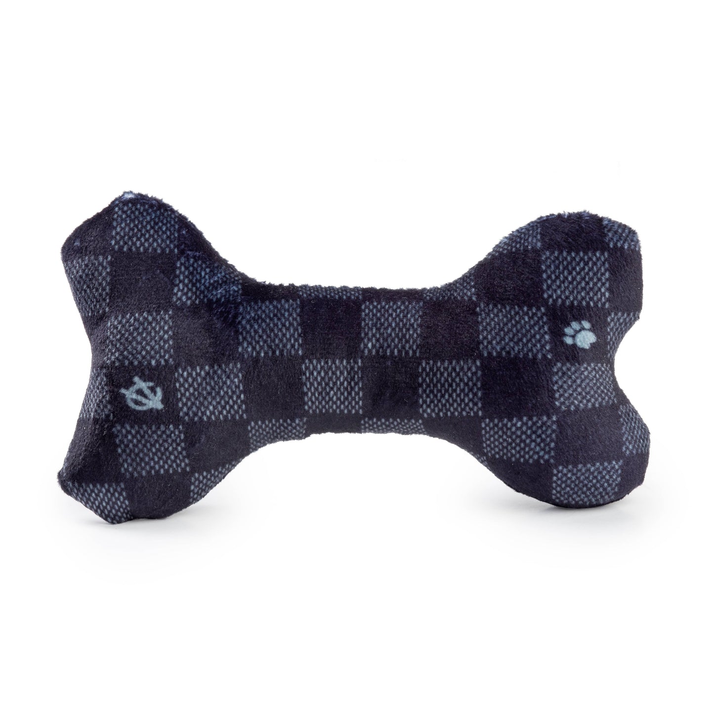 Black Checker Chewy Vuiton Bone Dog Toy