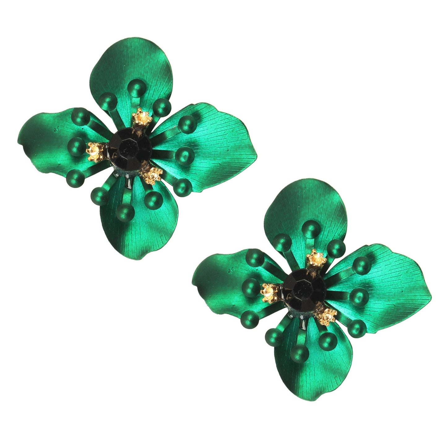 Green Flower Earrings