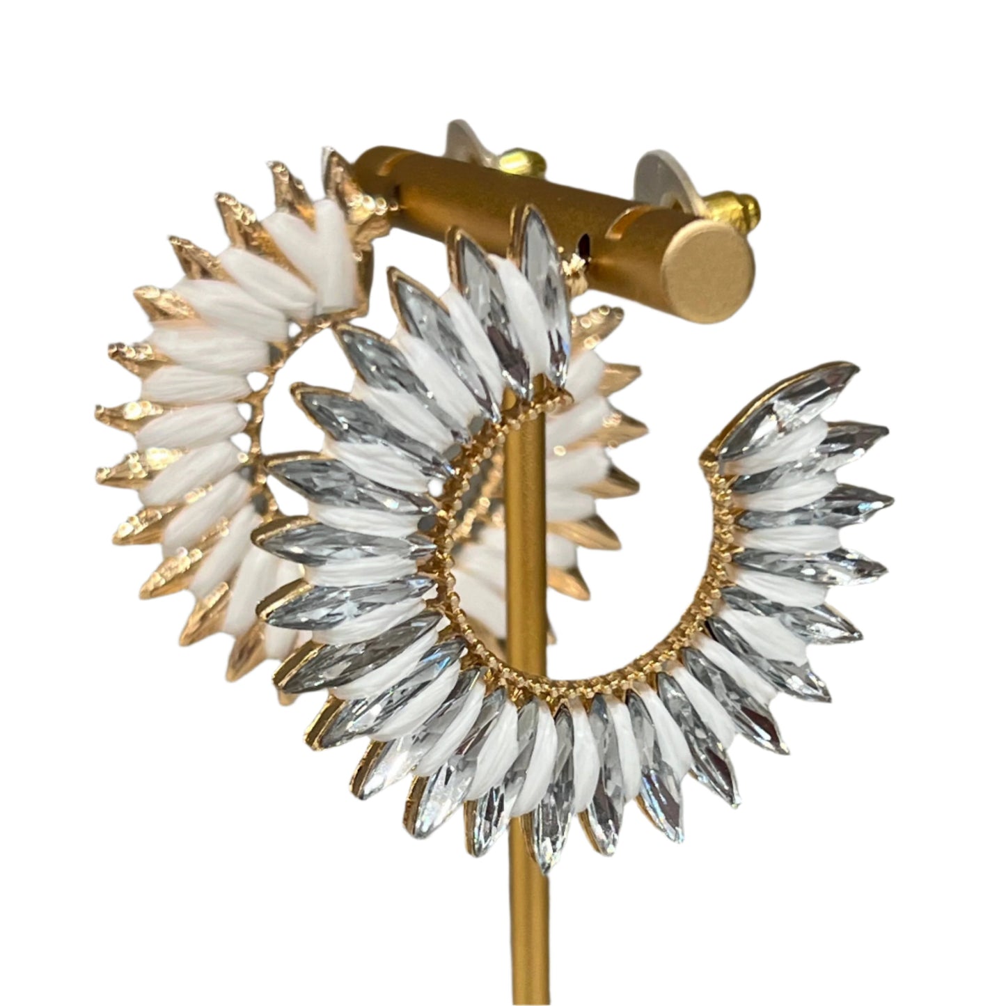 Raffia and Crystal Hoop Earrings