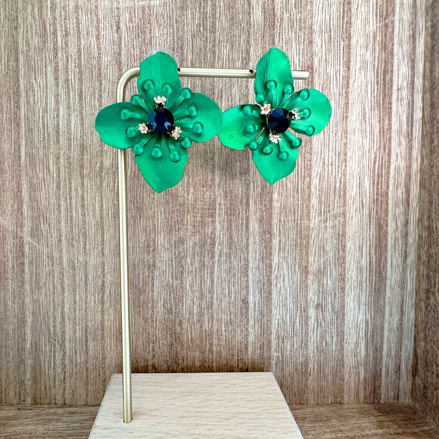 Green Flower Earrings