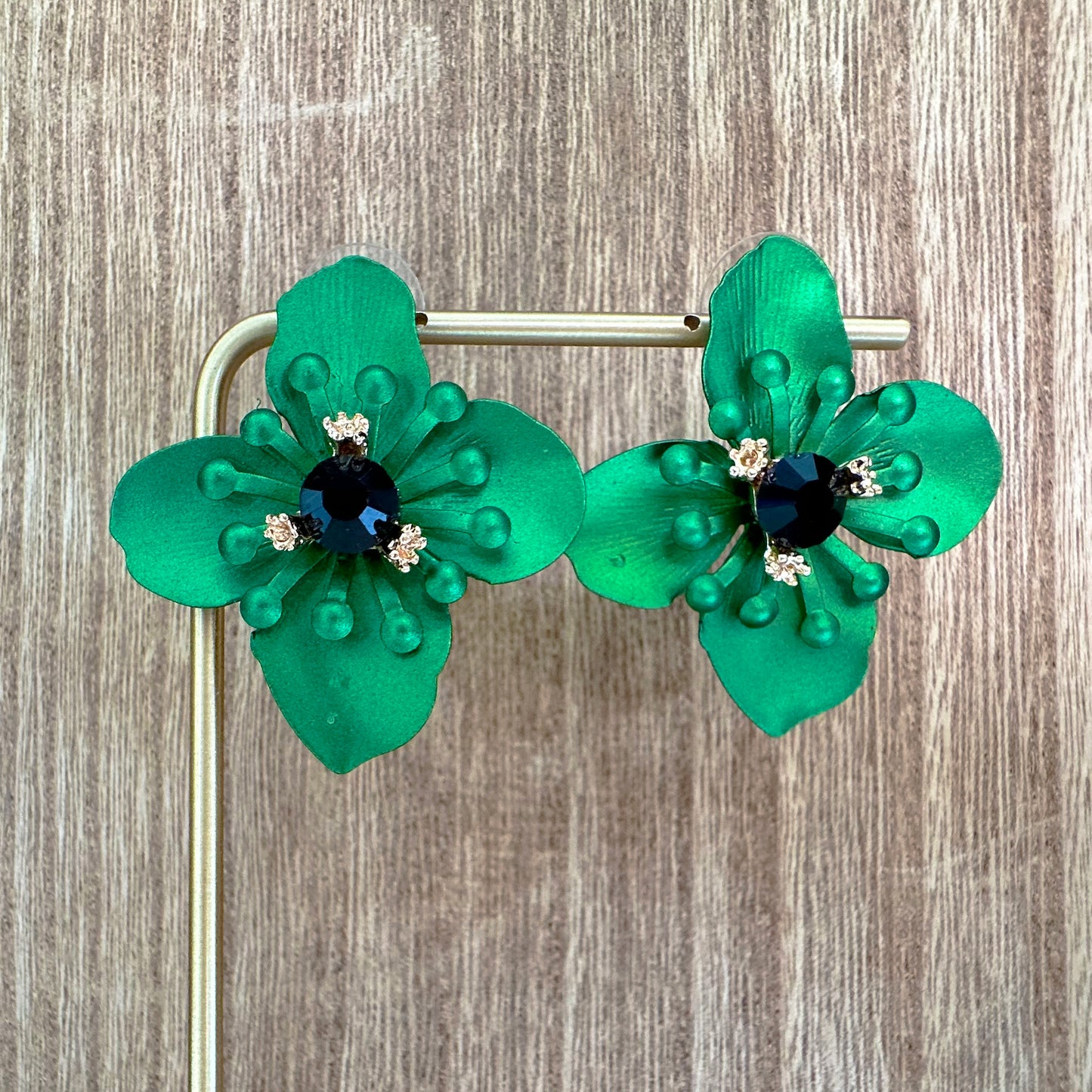 Green Flower Earrings