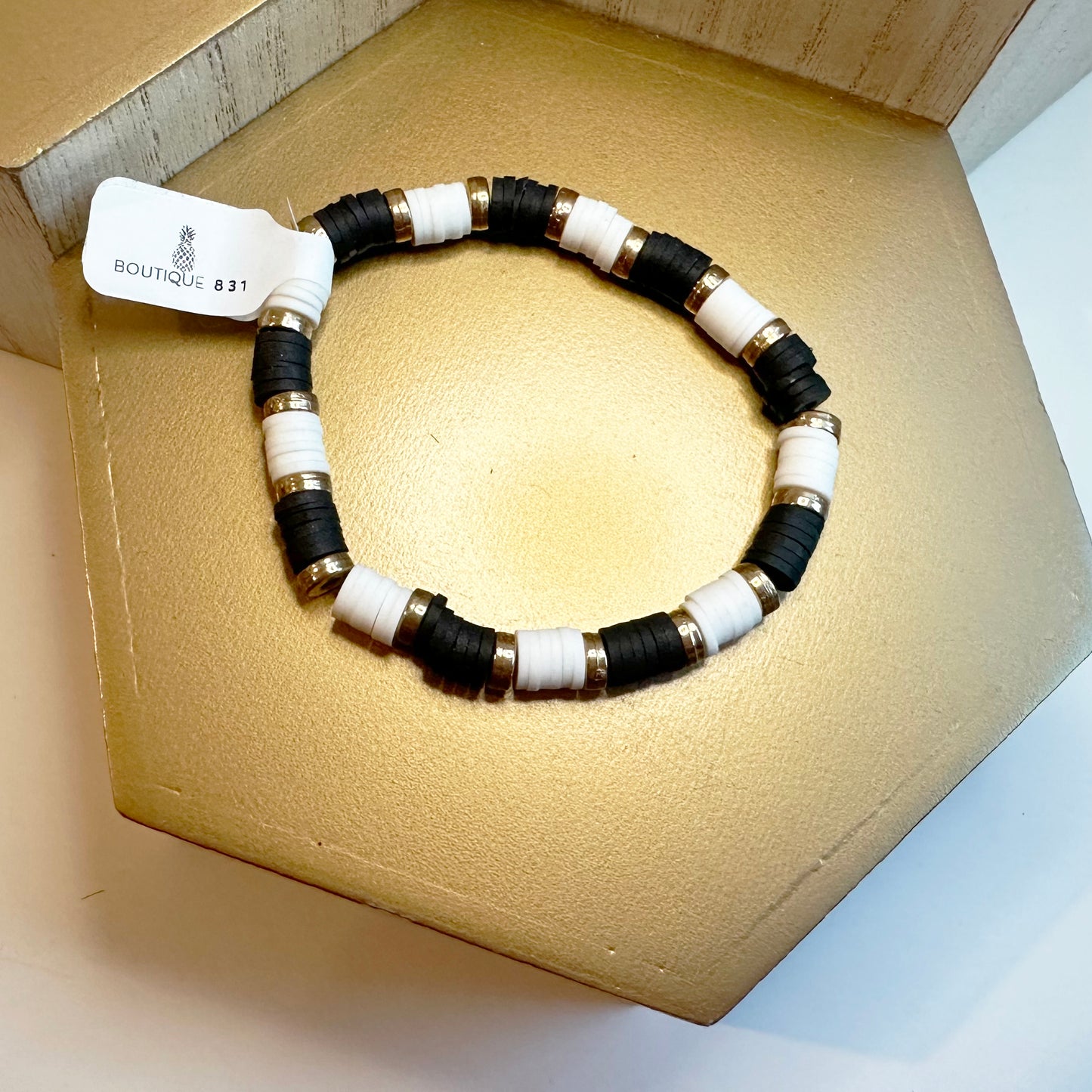 Black + Gold Stretch Bracelet