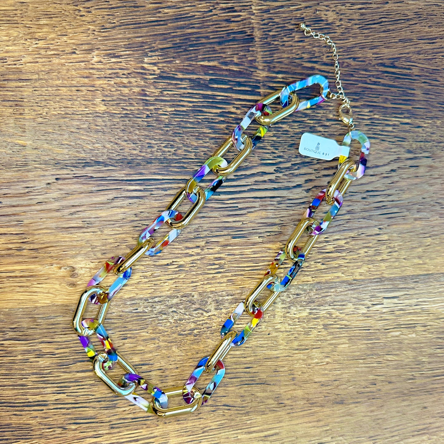 Gold & Acrylic Chain Necklace