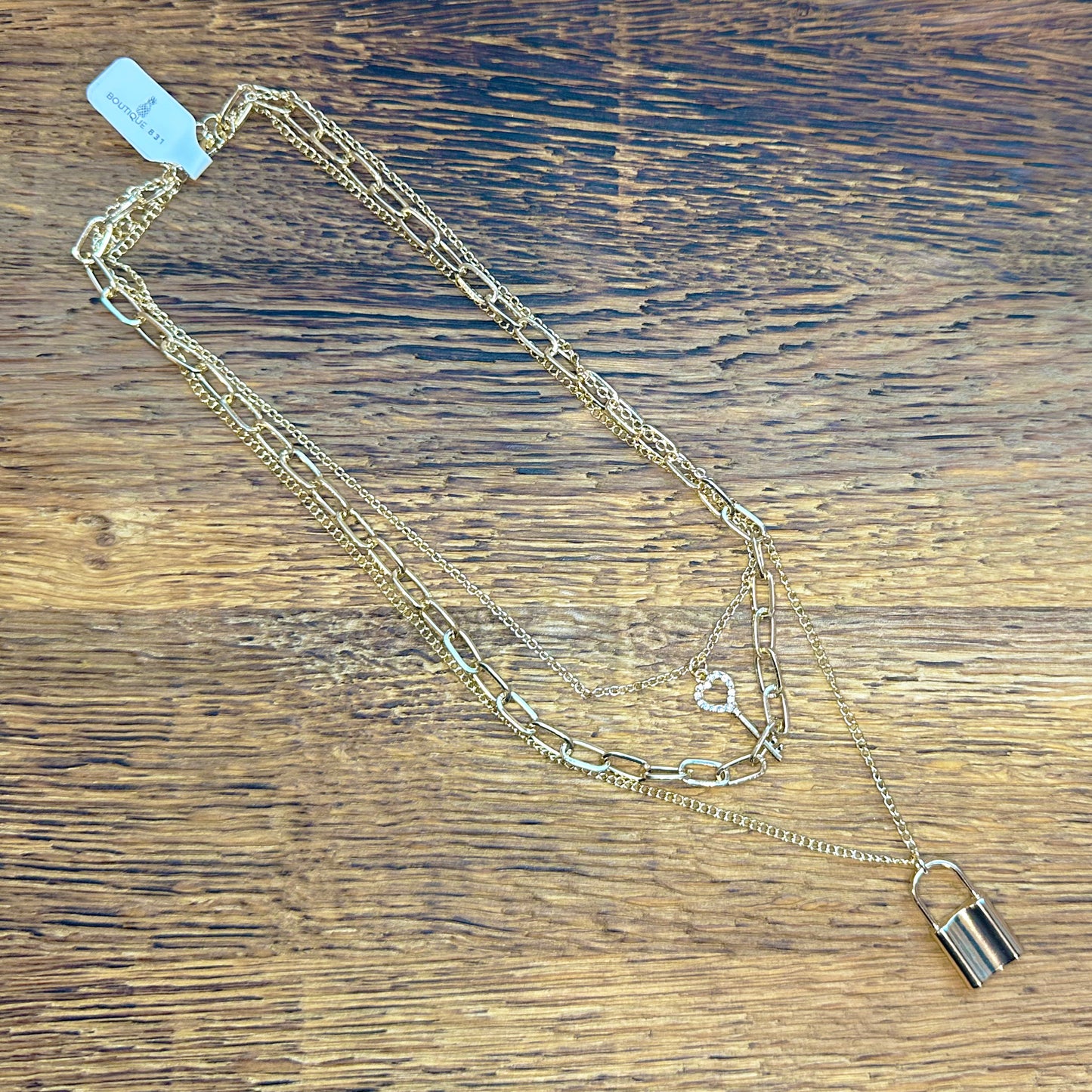 Layered Locket & Key Necklace