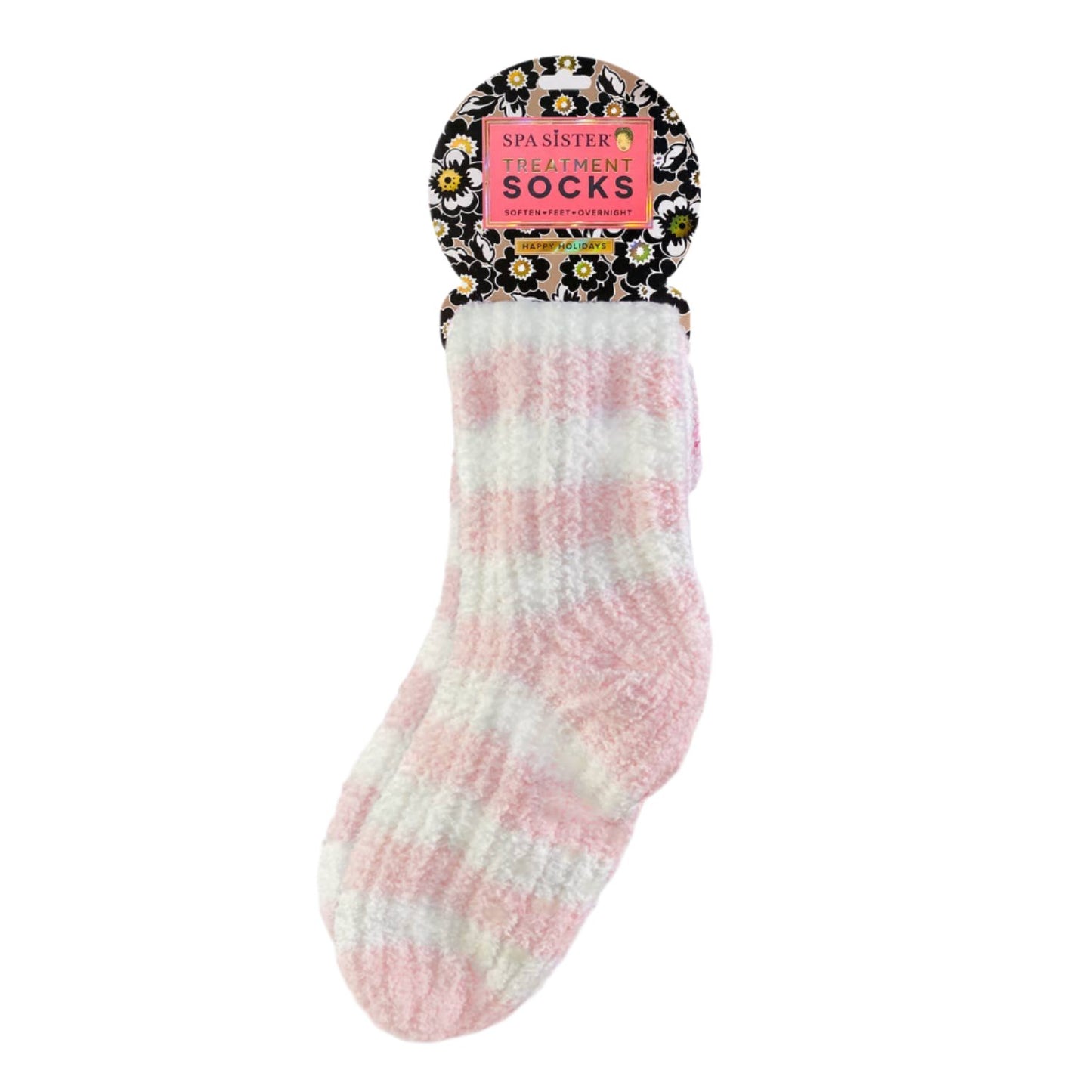 Holiday Treatment Socks - Pink + White Stripe