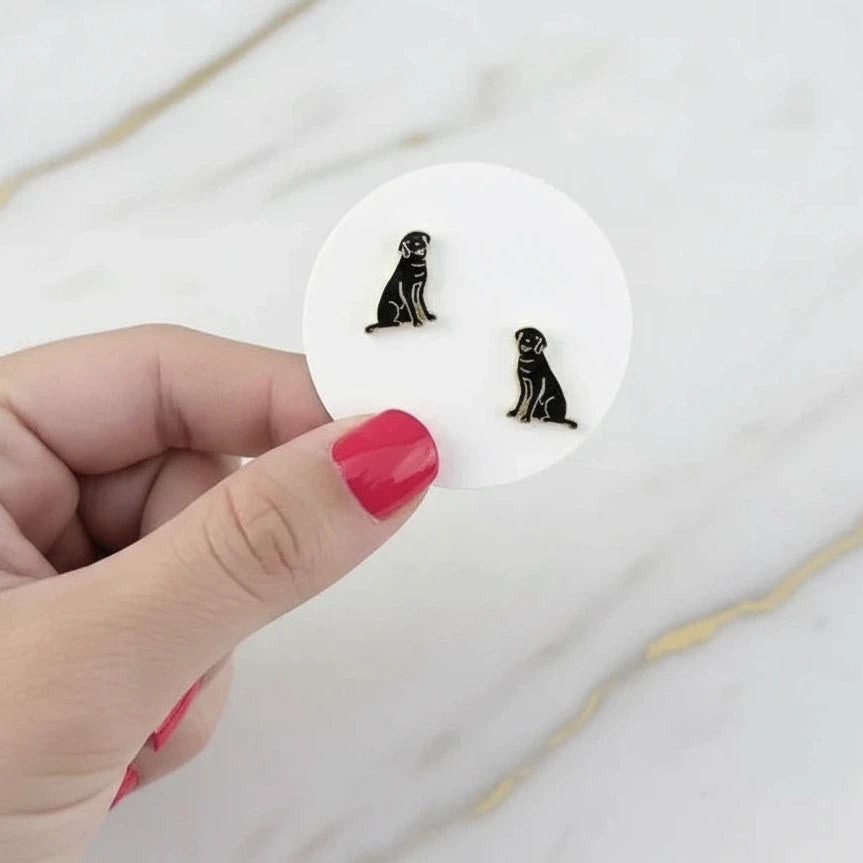 black lab stud earrings