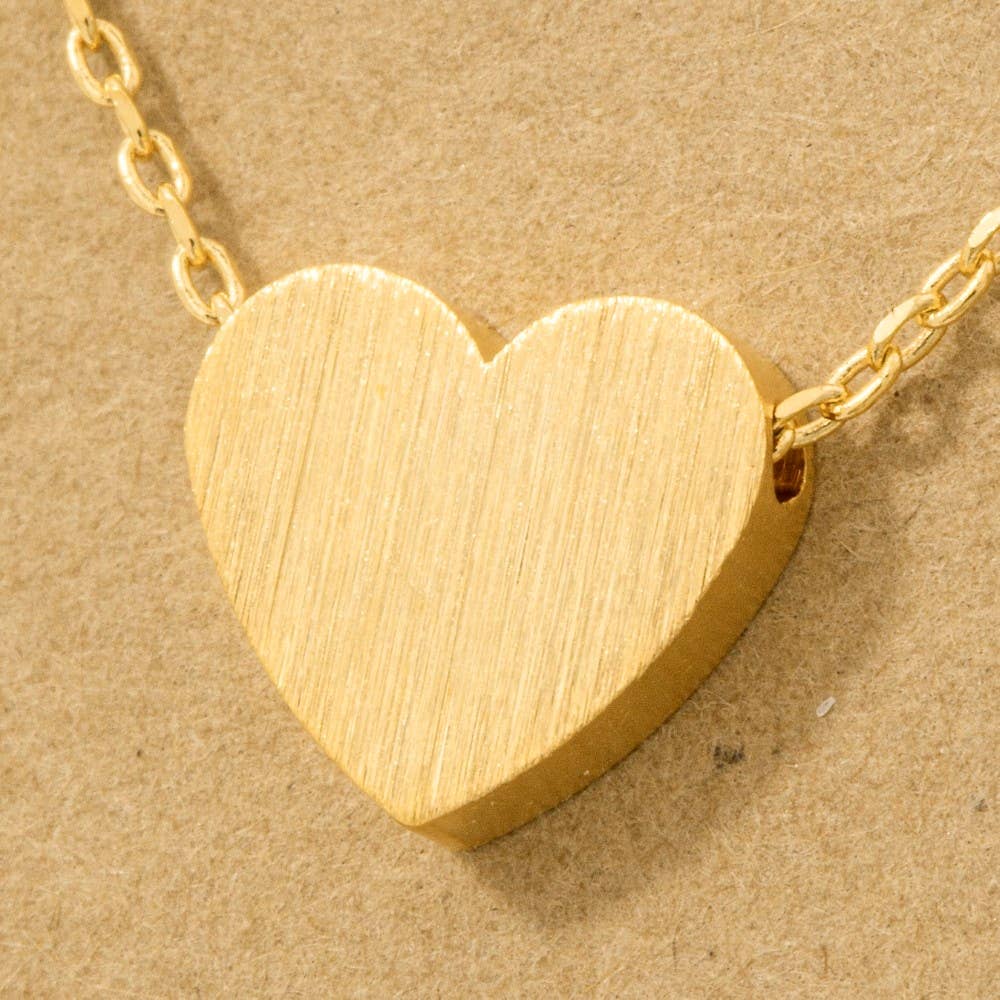 Brushed Heart Pendant Necklace