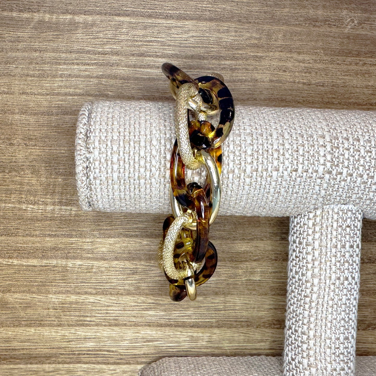 Tortoise + Gold Chain Bracelet