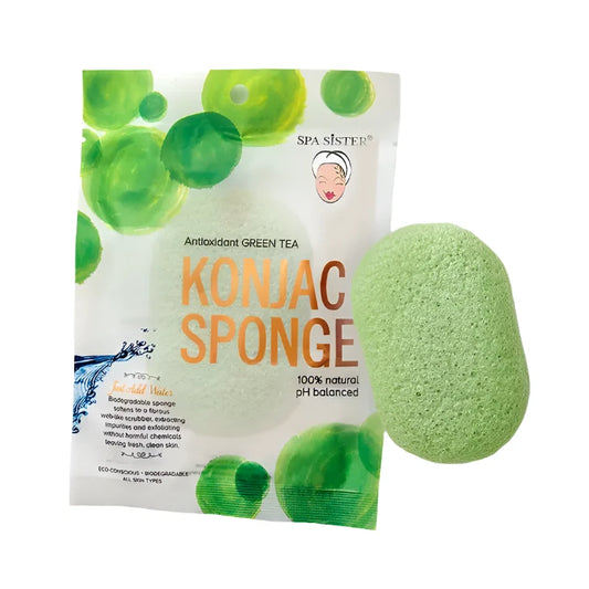 konjac sponge in green tea