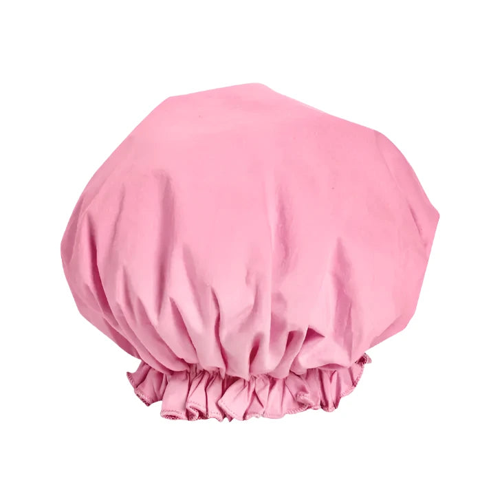 photo of shower cap with pink print