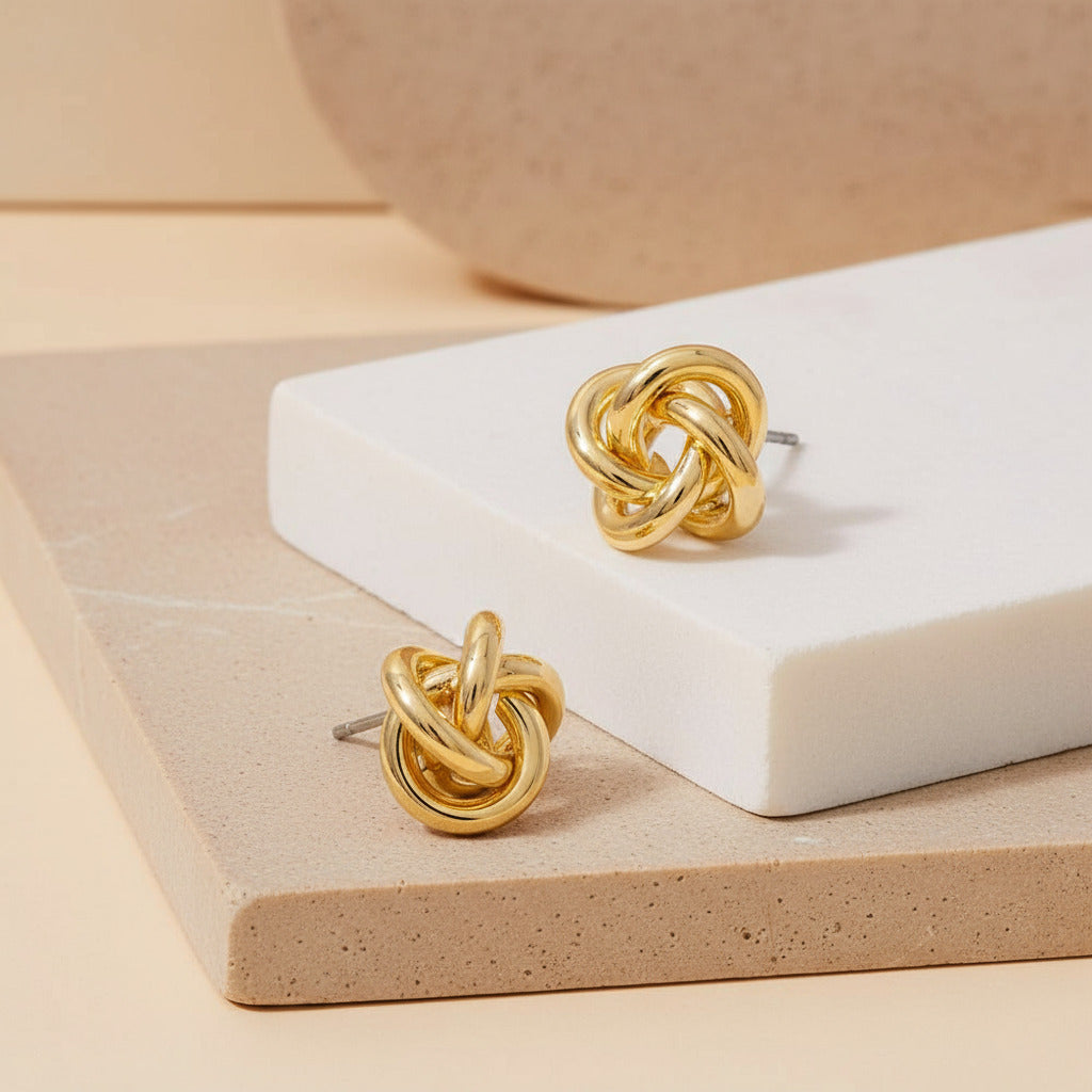 Knotted Stud Earrings in Gold