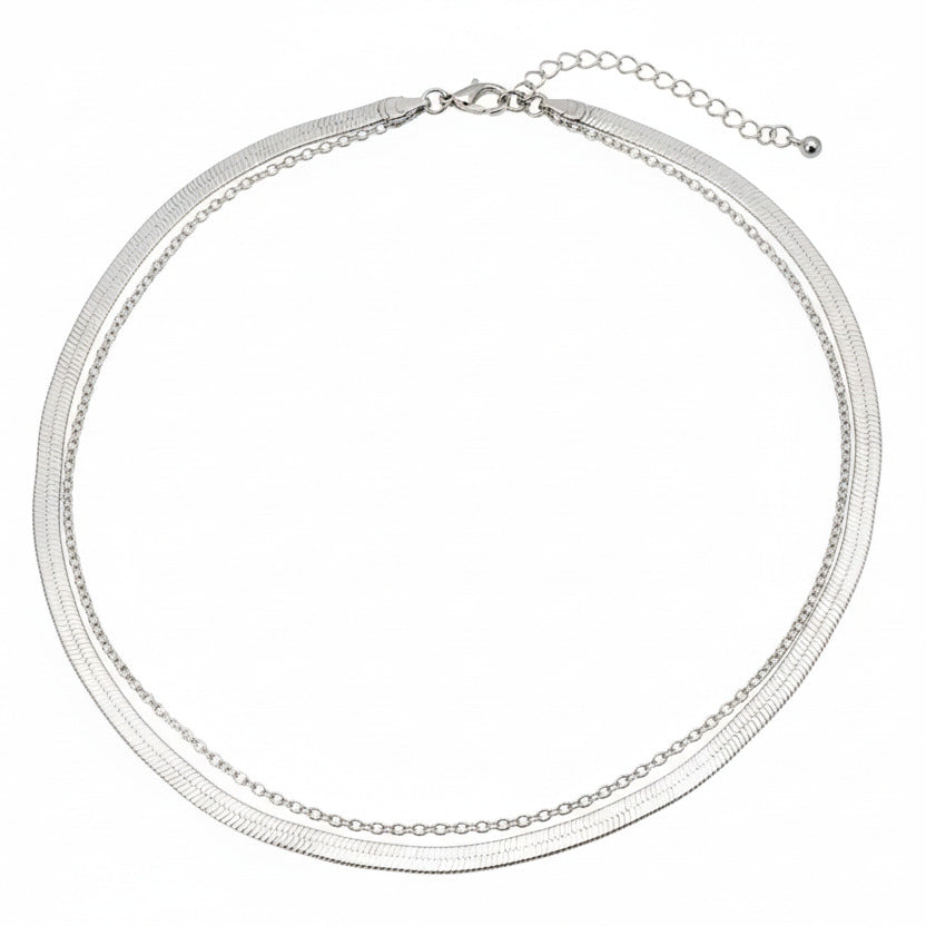 Double Snake and Largo Chain Necklace