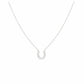 Silver necklace with a horseshoe pendant on a white surface