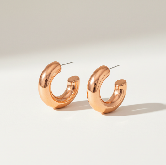 Liquid Shine Copper Chunky Hoop Earrings