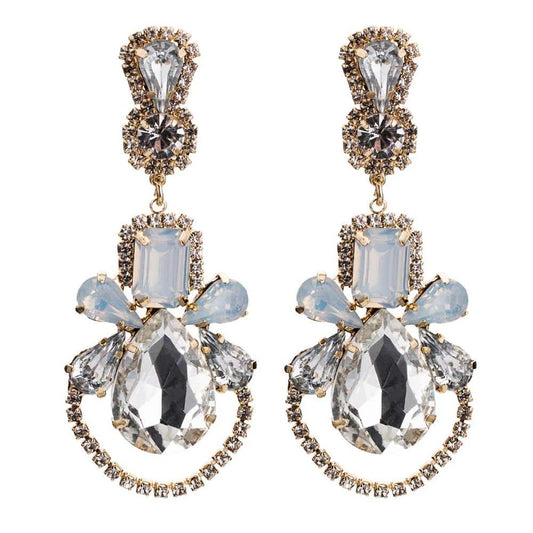High Shine Rhinestone Drop Statement Earrings