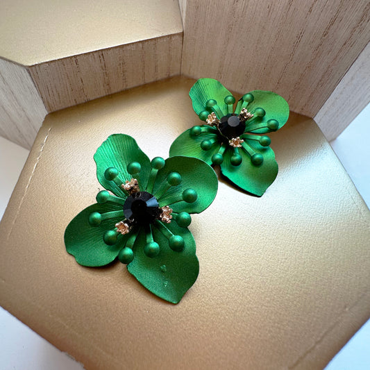 Green Flower Earrings