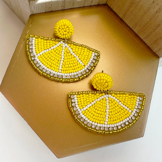 Lemon Beaded Earrings