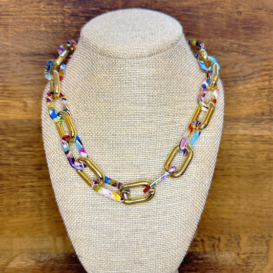 Gold & Acrylic Chain Necklace