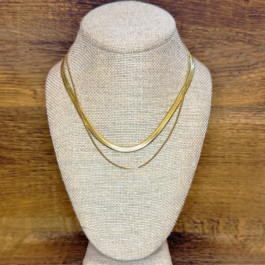 Layered Herringbone Chain Necklace