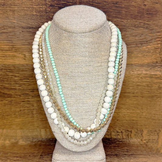 Bead and Wood Layered Necklace