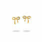 Gold bow-shaped earrings on a white background 