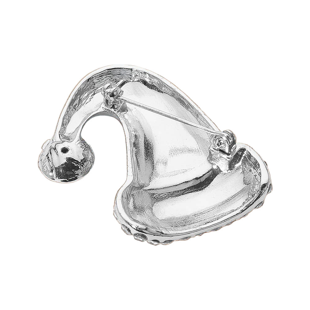 santa hat brooch back on a plain background