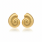 Gold shell earrings on a white background