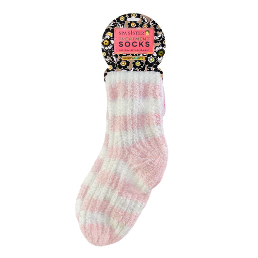 Holiday Treatment Socks - Pink + White Stripe