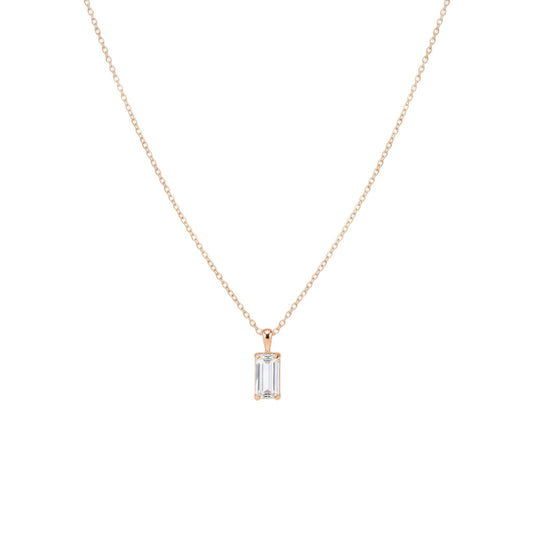 Rose gold necklace with a clear pendant 