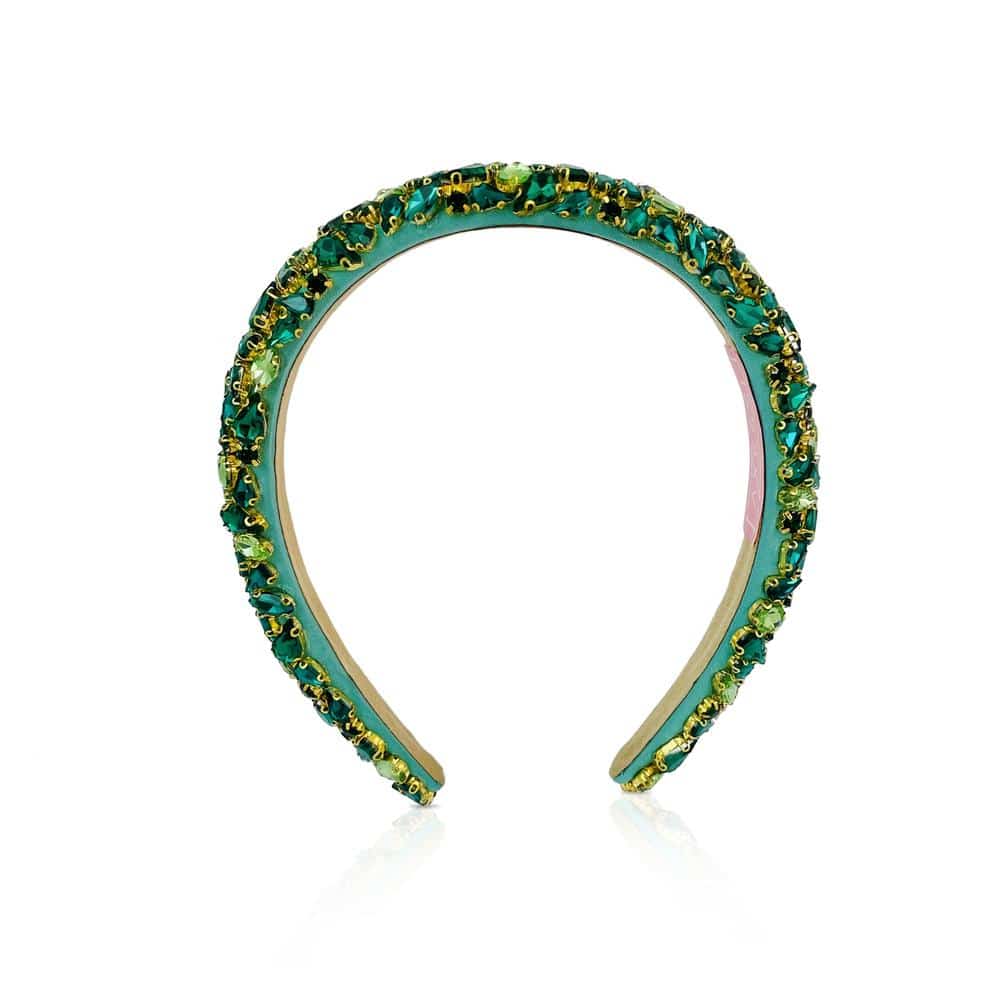 Mixed Rhinestone Headband in Emerald Green