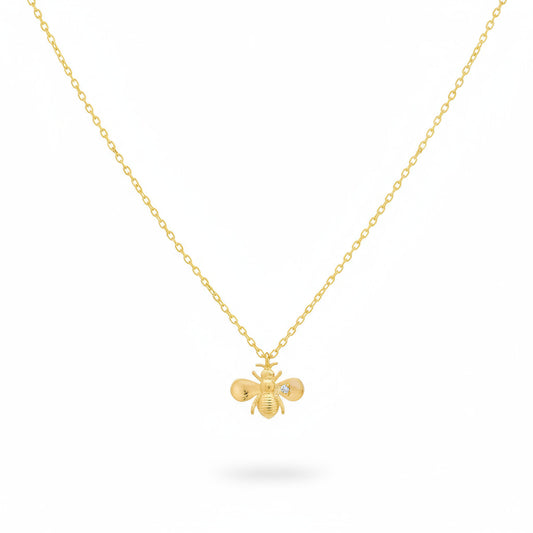 Gold necklace with bee pendant in gold