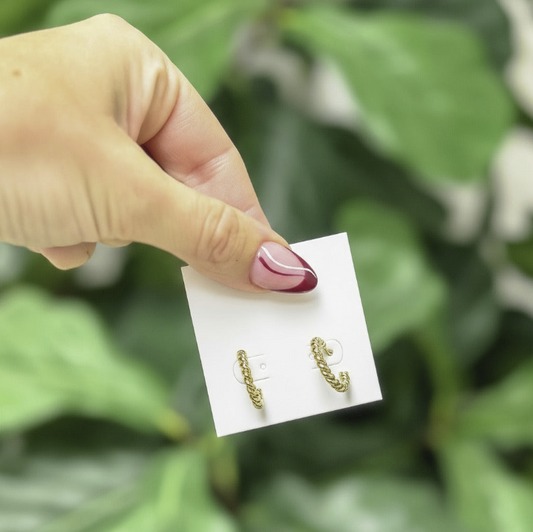 Gold Mini Hoop Textured Earrings