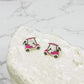 pink golf cart stud earrings