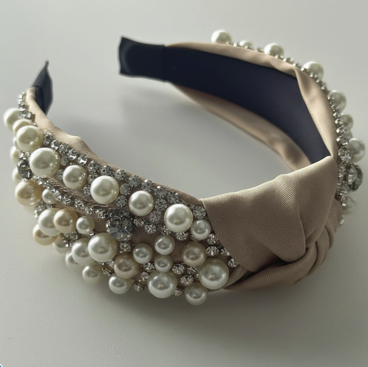 Piper Pearl Knot Headband - Green | Neutral