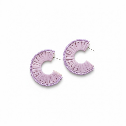 Color Pop Raffia Half Hoop Earrings