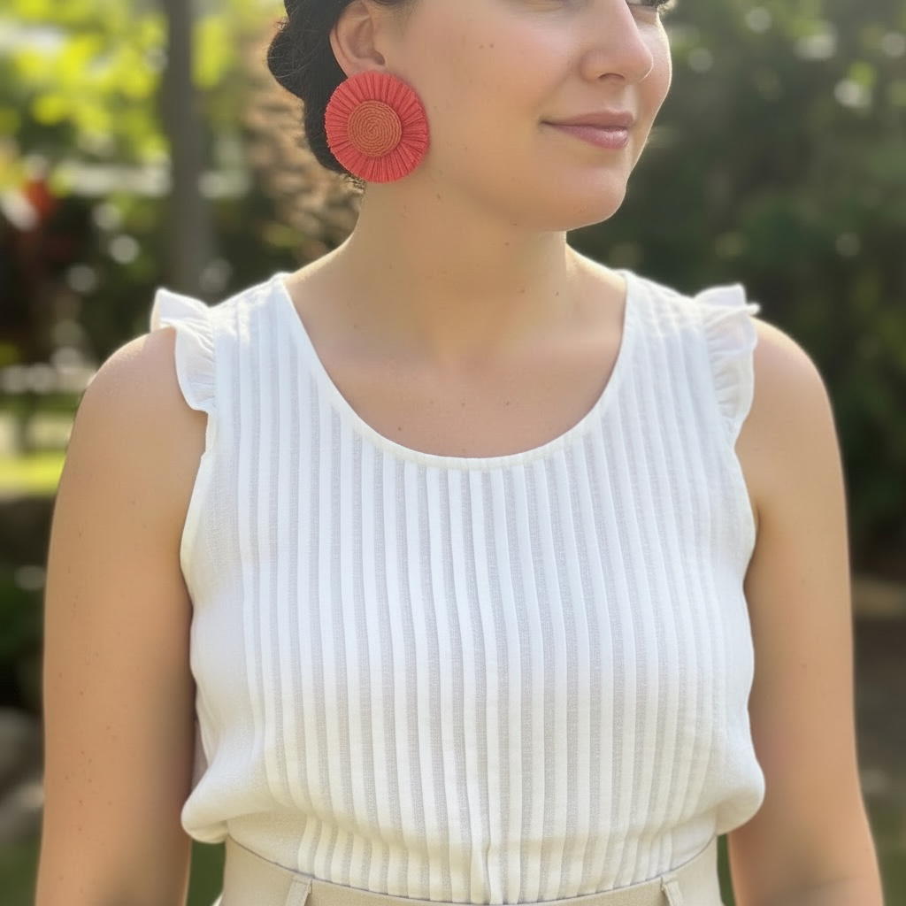 Red Raffia Earrings