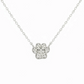 Silver necklace with a small, paw print pendant on a white background