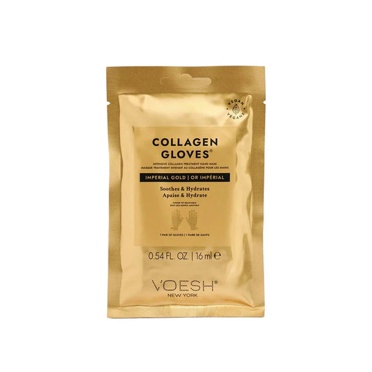 Gold package of Voesh Collagen Gloves on a white background