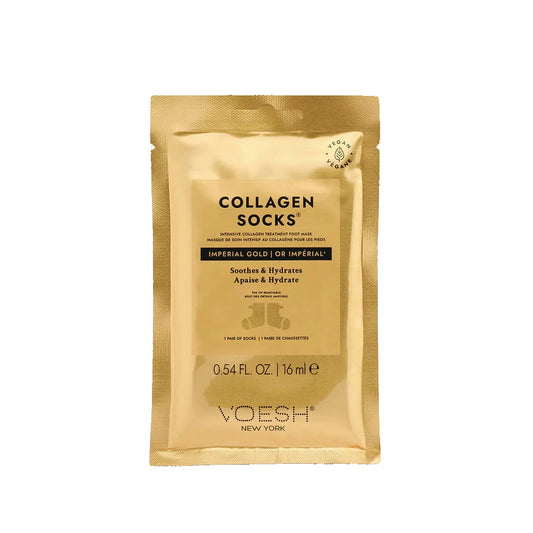 Gold package of Voesh Collagen Socks on a white background